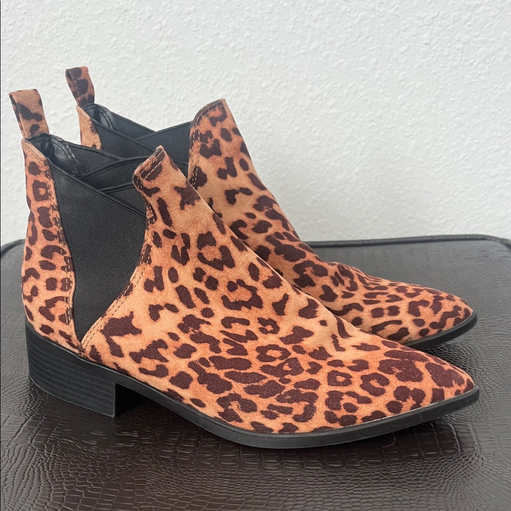 Boutique Leopard Print Point Toe Ankle Boots